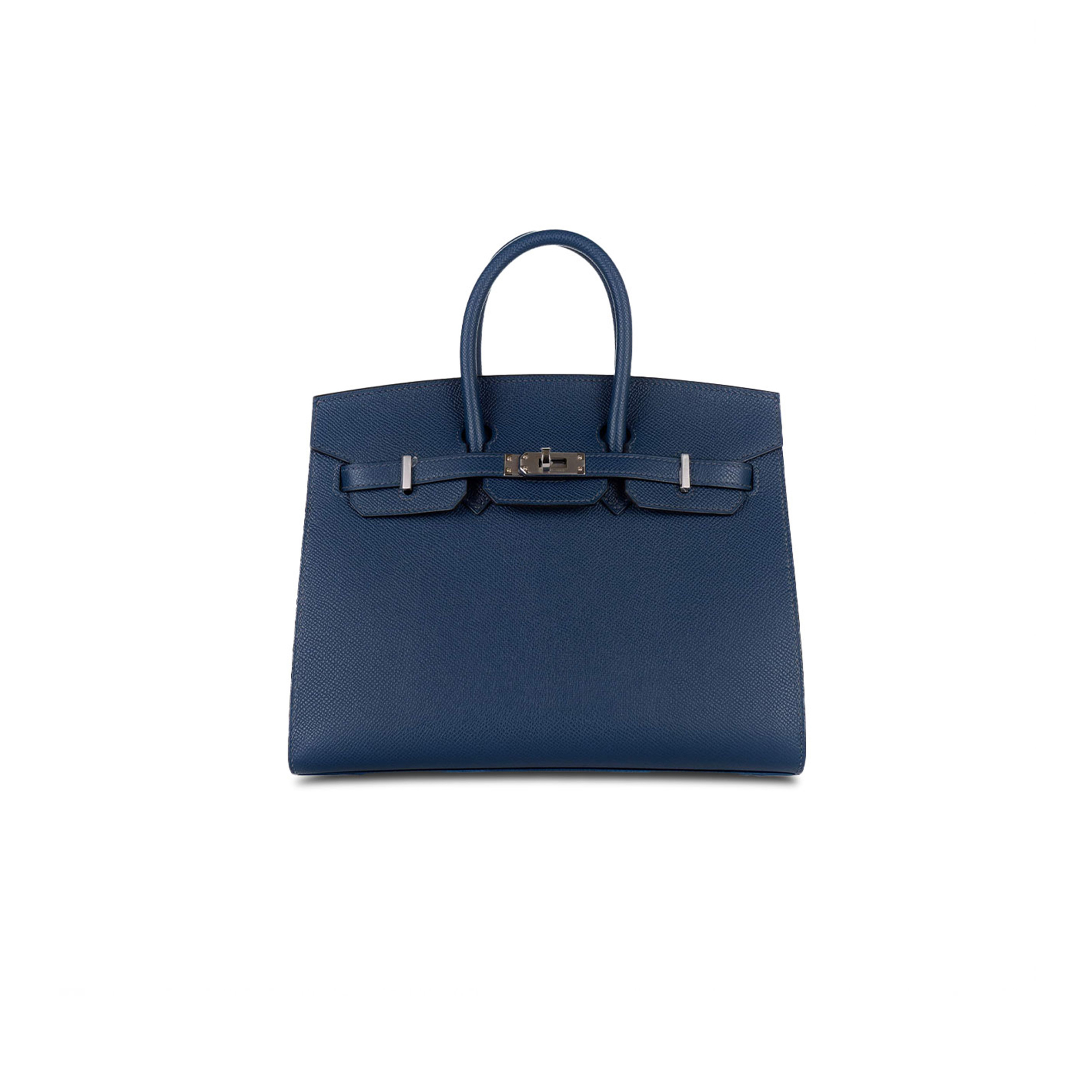 HERMES BIRKIN 25 EPSOM LEATHER ROYAL BLUE SILVER BUCKLE BAG 1274381 (25*20*13cm)